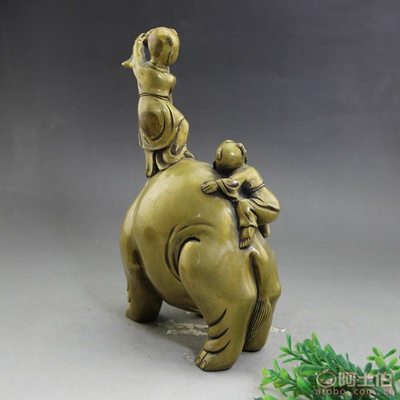 【无纯铜铜器古玩工艺品厂家批发仿古做旧精美黄铜小孩大象摆件】镇平县雨娴玉器店 - 产品库